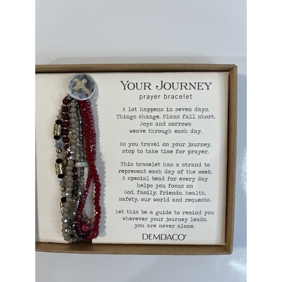 DEMDACO Beaded Prayer Garnet Red One Size Fits Most Glass and Metal Charm - Picture 2 of 4